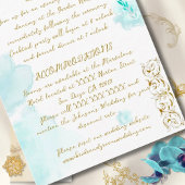 金ゴールドバロックティール(緑がかった色)ヴィンテージ書道結婚の エンクロージャーカード