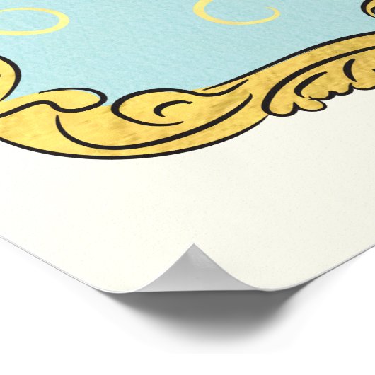 金ゴールドバロックリージェンシー結婚金ゴールドのウェルカムサイン ポスター (角)