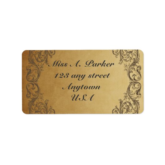 金ゴールドバロック華美エレガント住所 シール (正面)