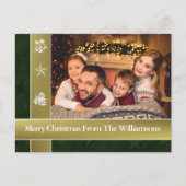 金ゴールドバンドがあなたの家族のクリスマスフォトを取り囲む ポストカード (正面)