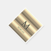 金ゴールドバンド、ブラックネーム&モノグラム スタンダードカクテルナプキン (角)