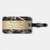 金ゴールドバンド、ブラック&バラ金ゴールド大理石、名前 ラゲッジタグ (裏面横)