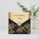 金ゴールドバンブーパールアジア40歳の誕生日パーティー 招待状 (スタンド正面)