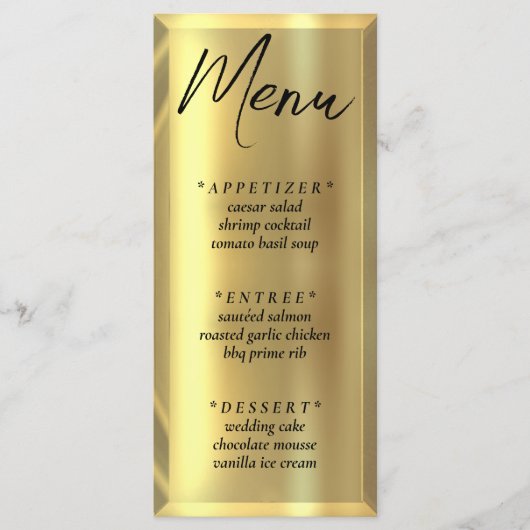 金ゴールドバーエレガントウェディング披露宴 メニュー (正面)