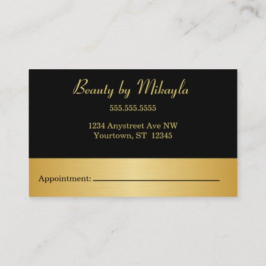金ゴールドバーオンブラックミニマル美しい 名刺 (裏面)