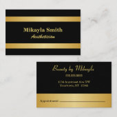 金ゴールドバーオンブラックミニマル美しい 名刺 (正面/裏面)