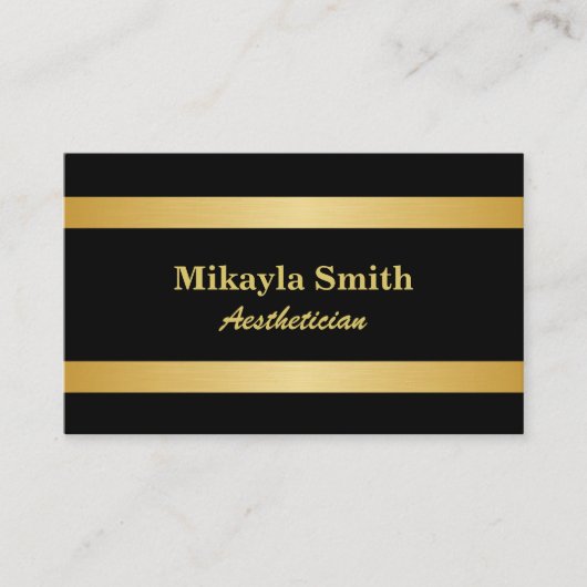 金ゴールドバーオンブラックミニマル美しい 名刺 (正面)