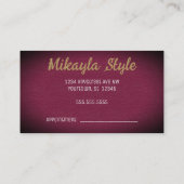 金ゴールドバーガンディの背景のモノグラム 名刺 (裏面)