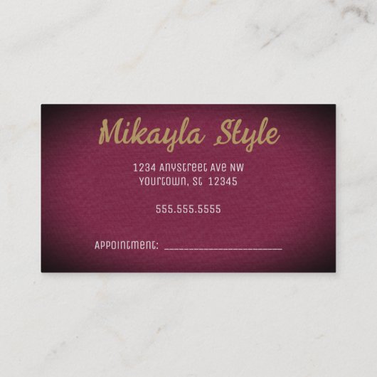 金ゴールドバーガンディの背景のモノグラム 名刺 (裏面)