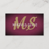 金ゴールドバーガンディの背景のモノグラム 名刺 (正面)