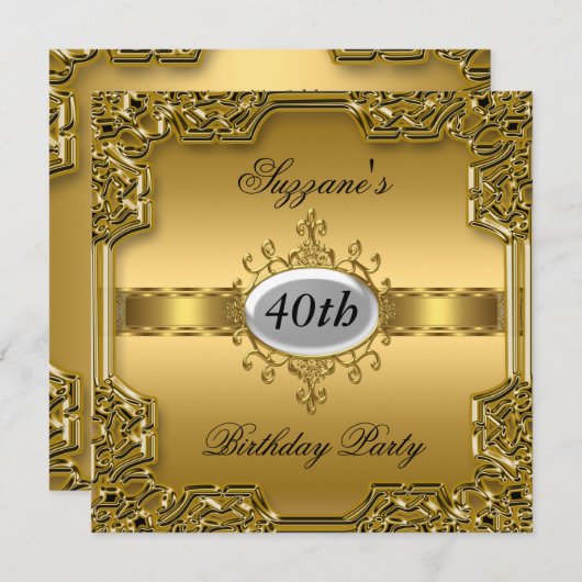 金ゴールドバースデーパーティーグラモールホット招待状金ゴールド 招待状 (正面/裏面)