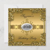 金ゴールドバースデーパーティーグラモールホット招待状金ゴールド 招待状 (正面)