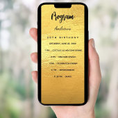 金ゴールドバースデープログラムディナーメニューカード 招待状