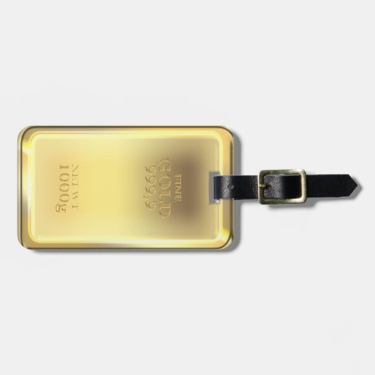 金ゴールドバーデザインそう見実在える！ ラゲッジタグ (正面横)