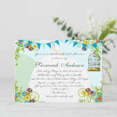 金ゴールドバードケージバンティンガーデンブライダルシャワー招待状 招待状 (スタンド正面)