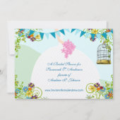 金ゴールドバードケージバンティンガーデンブライダルシャワー招待状 招待状 (裏面)