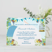 金ゴールドバードケージバンティンガーデンブライダルシャワー招待状 招待状 (スタンド正面)