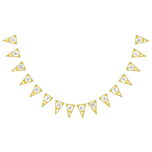 金ゴールドバードシルエットお祝い バンティングフラッグ (全)