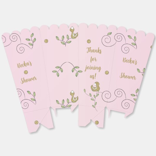 金ゴールドバードピンク赤ちゃんシャワー フェイバーボックス (見開き)