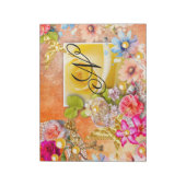 金ゴールドバードフローラガーデンピンクイエローローズパール ノートパッド (回転)