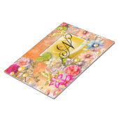 金ゴールドバードフローラガーデンピンクイエローローズパール ノートパッド (アングル)