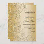 金ゴールドバード&スワーズブラックフォント結婚式招待状 招待状 (正面/裏面)