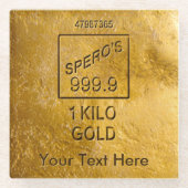 金ゴールドバー ガラスコースター (正面)
