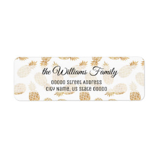 金ゴールドパイナップパーソナライズされたルリターンアドレス ラベル