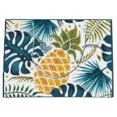 金ゴールドパイナップルのヤシの葉が緑がかった青色の熱帯性 ラージペーパーバッグ (正面)