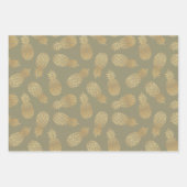 金ゴールドパイナップルオンオリーブグリーン ラッピングペーパーシート (正面2)