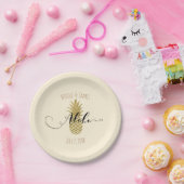 金ゴールドパイナップルクリームトロピカルエレガントな結婚式 ペーパープレート (パーティー)