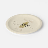 金ゴールドパイナップルクリームトロピカルエレガントな結婚式 ペーパープレート (アングル)