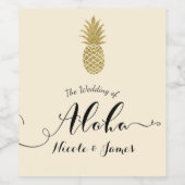 金ゴールドパイナップルクリームトロピカルエレガントウェディングワイン ワインラベル (シングルラベル)