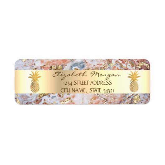 金ゴールドパイナップルグラデーションマーブルストライプの ラベル (正面)