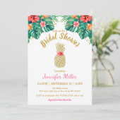 金ゴールドパイナップルグリッターピンクフローラブライダルシャワーI 招待状 (スタンド正面)