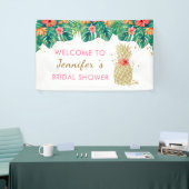 金ゴールドパイナップルグリッターピンク熱帯ブライダルシャワー 横断幕 (トレードショー)