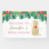 金ゴールドパイナップルグリッターピンク熱帯ブライダルシャワー 横断幕 (横)