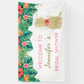 金ゴールドパイナップルグリッターピンク熱帯ブライダルシャワー 横断幕 (縦)