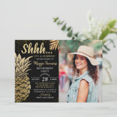 金ゴールドパイナップルサプライズ退職パーティー写真 招待状 (スタンド正面)