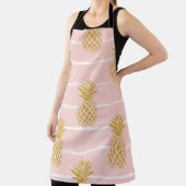 金ゴールドパイナップルストライプの、夏の背景。 エプロン (インサイチュ)