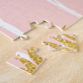 金ゴールドパイナップルストライプの、夏の背景。 ジグソーパズル (側面)