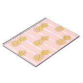 金ゴールドパイナップルストライプの、夏の背景。 ノートブック (左側)