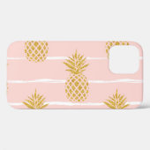 金ゴールドパイナップルストライプの、夏の背景。 Case-Mate iPhoneケース (裏面 (横))
