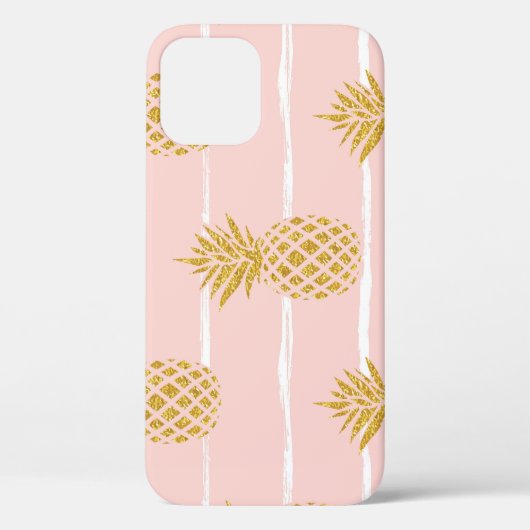 金ゴールドパイナップルストライプの、夏の背景。 Case-Mate iPhoneケース (裏面)