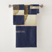 金ゴールドパイナップルストライプ,パーソナライズされた- バスタオルセット (インサイチュ)