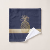 金ゴールドパイナップルストライプ,パーソナライズされた- バスタオルセット (ウォッシュタオル)