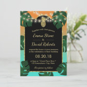 金ゴールドパイナップルストリングライツトロピカル結婚ズ 招待状 (スタンド正面)