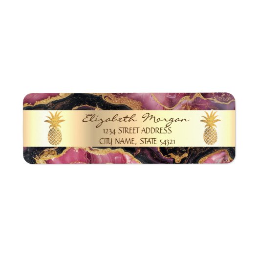 金ゴールドパイナップルトレンディーブルゴーニュマーブルストーン ラベル (正面)