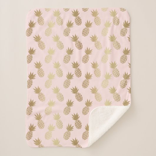 金ゴールドパイナップルパターン シェルパブランケット (正面)