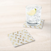 金ゴールドパイナップルパターン スクエアペーパーコースター (インサイチュ)